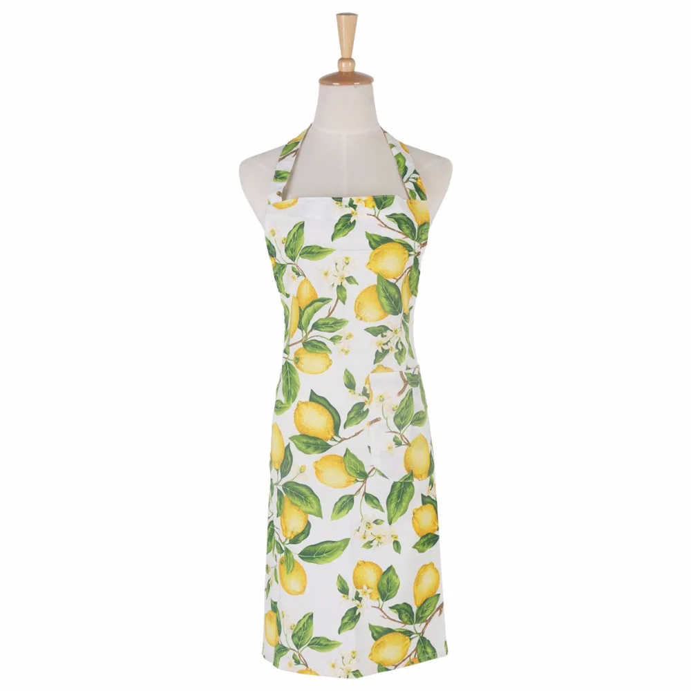 Ретро фартук с желтыми лимонами длинный женский унисекс для взрослых кухни