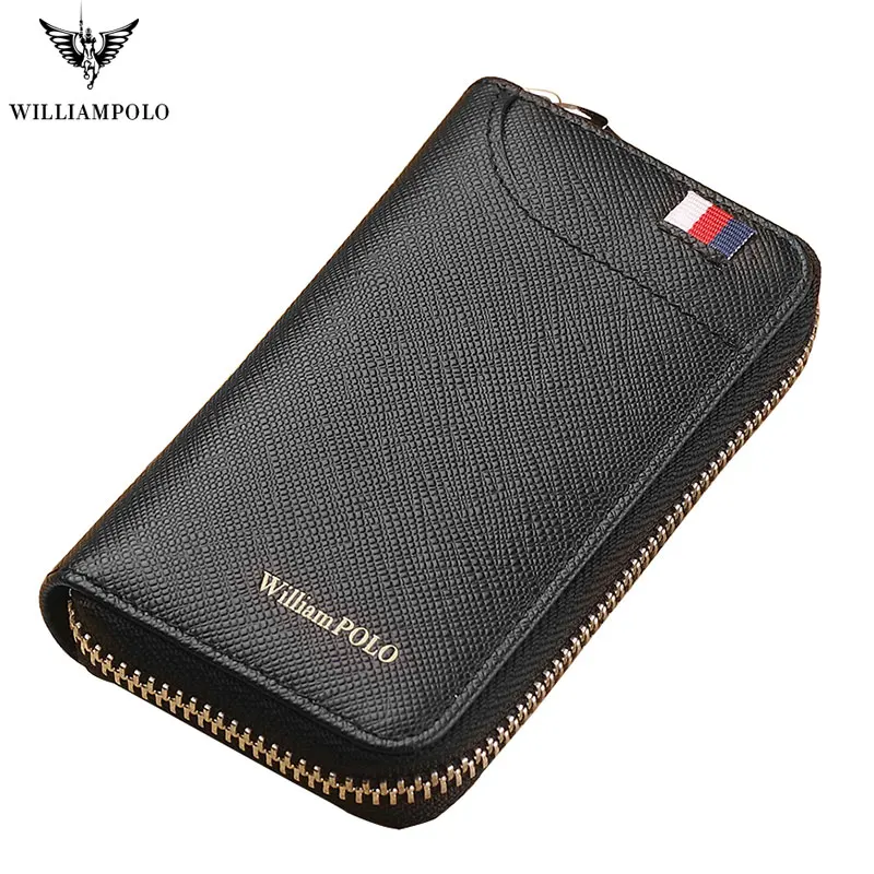 Saffiano-Black Брендовый Чехол-бумажник Для мужчин из натуральной кожаные бумажники, ключи Для мужчин Для женщин, ключница для автомобильных ключей, Органайзер Кошелек Универсальный брелок молния брелок для ключей сумка кошелек - Цвет: Saffiano-Black