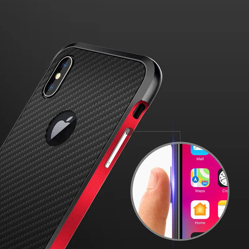 RedKoi чехол из углеродного металла для iPhone 8 7 Plus XS Max XR ударопрочный алюминиевый