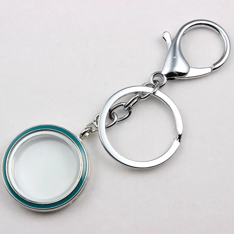 

Magnetic 30MM Floating Locket Keychain Zinc Alloy With Mix Colors Enamel Living Floating Locket Key Chain 10PCS