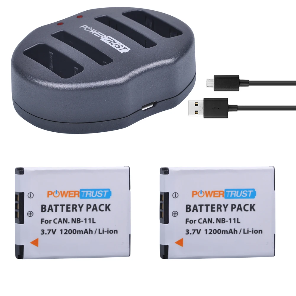 PowerTrust NB 11L 2 шт. 1200 мАч NB11L батарея для камеры + двойное зарядное устройство USB Canon IXUS