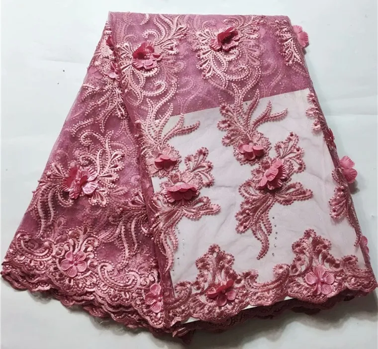 Кружевная ткань с объемным цветком африканская Тюлевая сетчатая