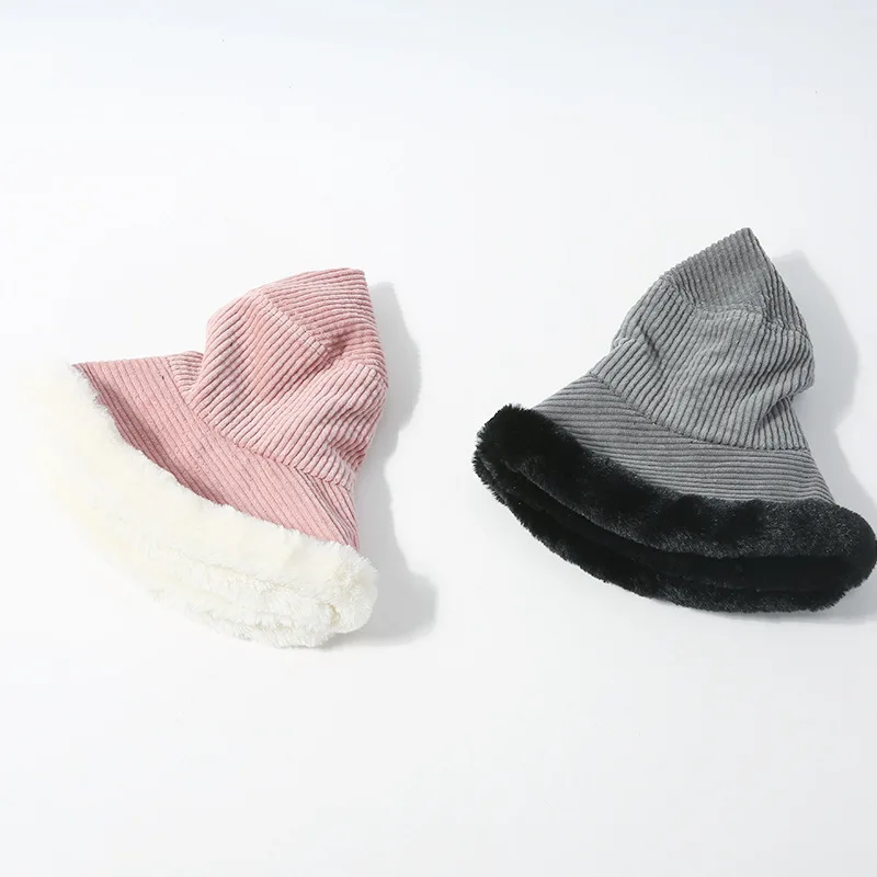 New Corduroy Fisherman Hat Female Women Ladies Autumn Winter Basin Cap Fur Basic Colors Fashion Good Quality Warm Hot Sale | Аксессуары