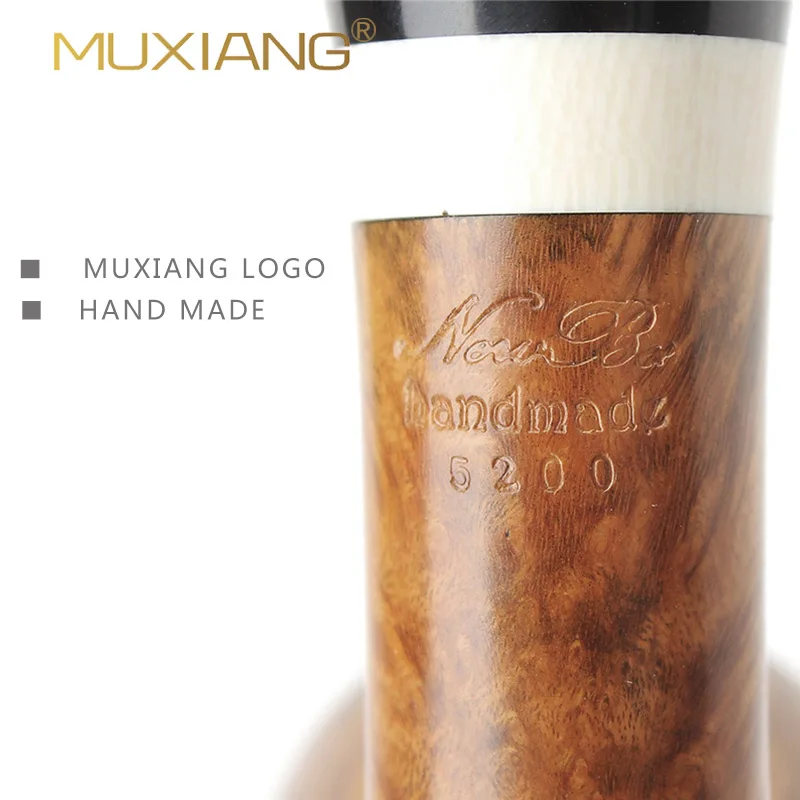 

MUXIANG Briar wood Tobacco Pipe Wooden Smoking Pipes Imitation Ivory Ring Bent Saddle Mouthpiece With 9mm Filter aa0115Q-2S