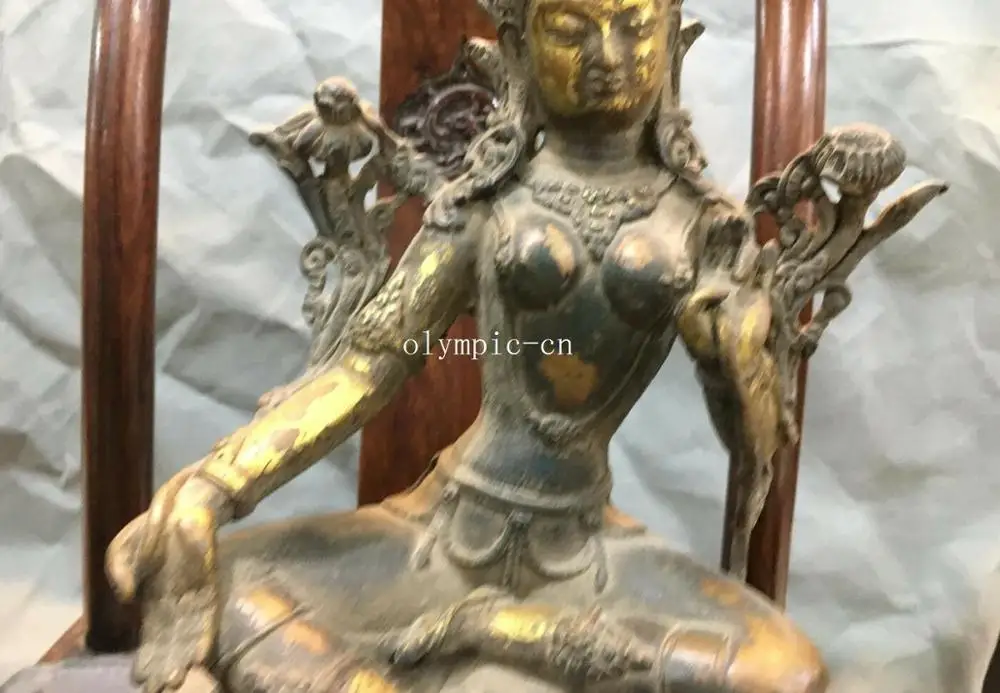 13''Pure red copper Lotus base seat tibetan buddhiam buddha Green Tara Guanyin | Дом и сад