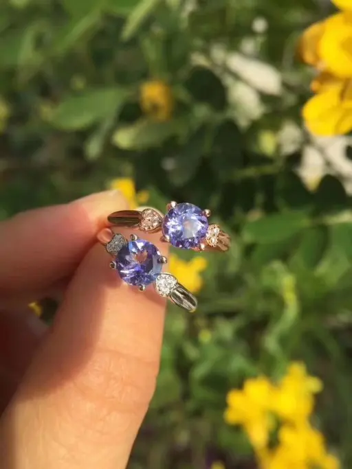 Кольцо женское из танзанита 6 мм серебро 925 пробы|fine jewelry|fine tanzanite jewelryring |