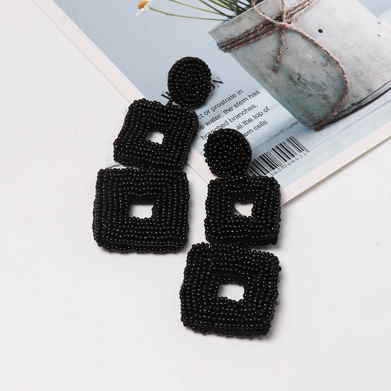 JURAN Boho Этнические большие смолы геометрические серьги ручной работы большие эффектные бисерные серьги вечерние висячие серьги подарок