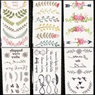 Цветные листья, Временные татуировки, наклейки, цветок, Женский декор, руки, флэш-татуировки, буквы, маленький браслет, буквы, поддельные татуировки, слова