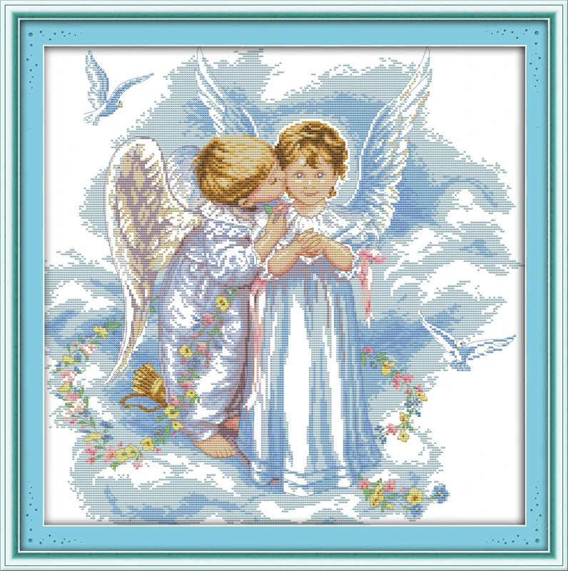 Whisper of angels cross stitch kit people 18ct 14ct 11ct count print canvas stitches embroidery DIY handmade needlework | Дом и сад