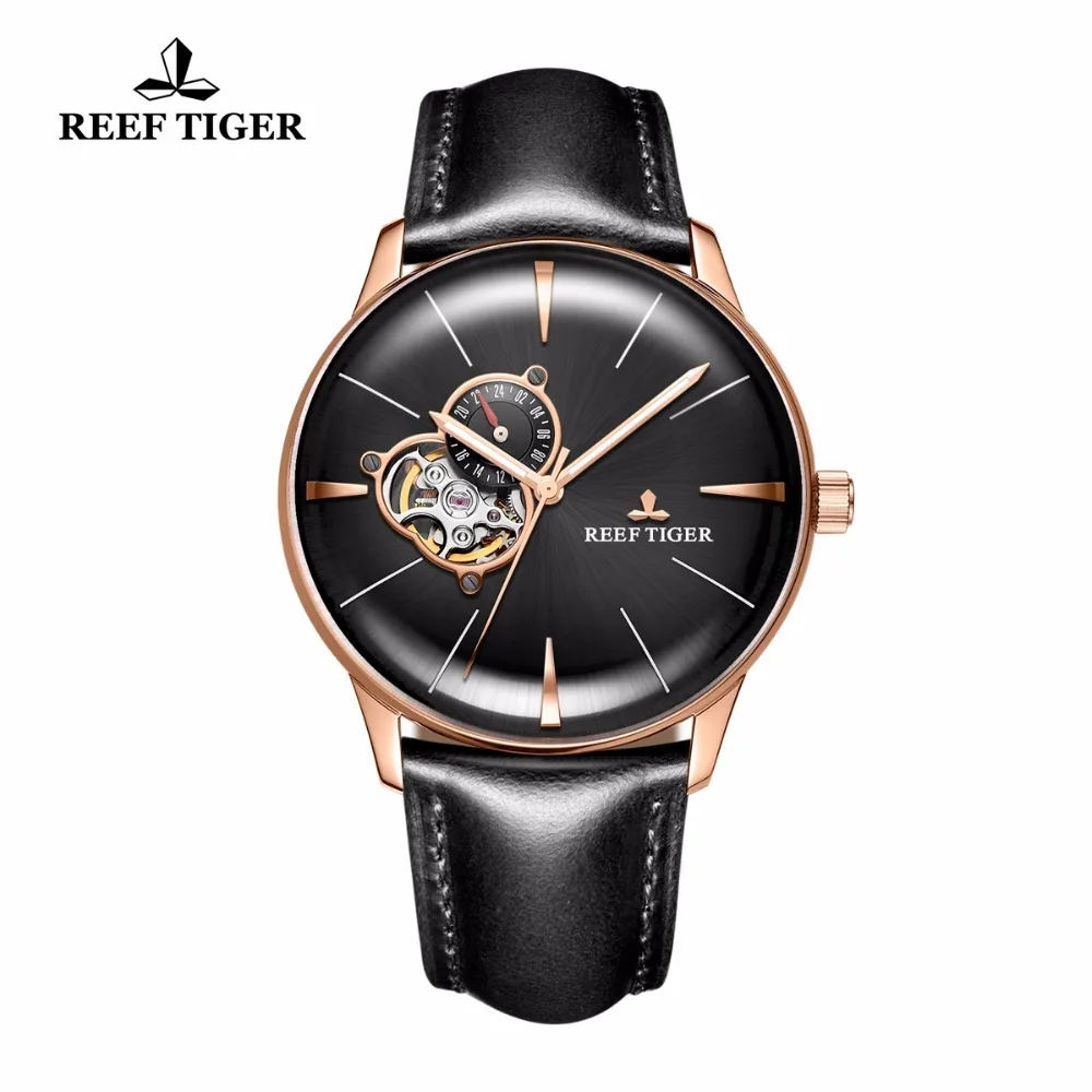 Новые автоматические часы Reef Tiger/RT турбийон выпуклые с линзой роскошные цвета