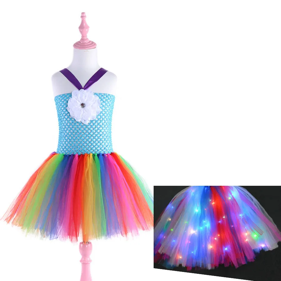 

Glowing Light Girl Events Party Wear Tutu Tulle Infant Christmas Gowns Children Princess Dresses For Girls Toddler Evening Dress