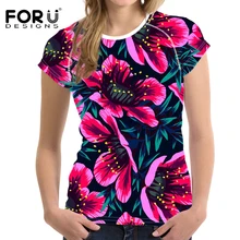 FORUDESIGNS/быстросохнущие футболки Harajuku с ярким цветком для йоги