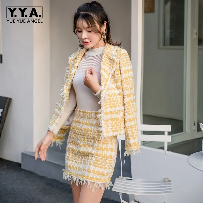 Весенняя новинка Офисная Женская короткая твидовая куртка накидка с кисточками