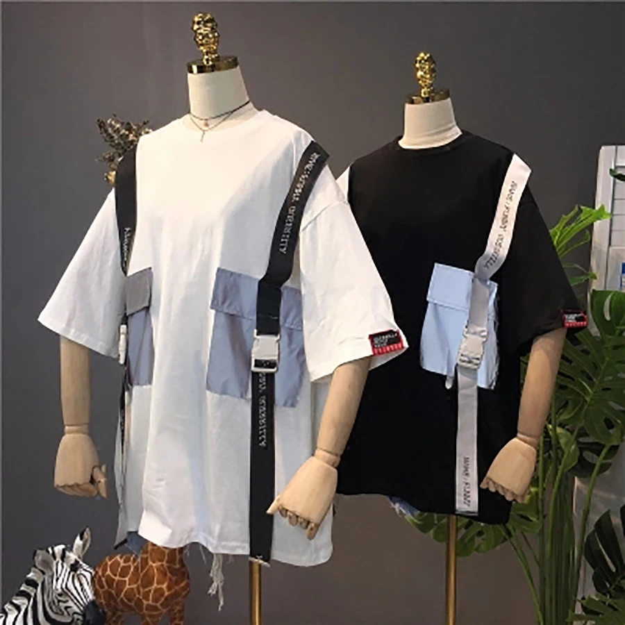 Свободная Женская хлопчатобумажная рубашка с коротким рукавом, Ulzzang Harajuku, негабаритная футболка, уличная одежда, корейский стиль, хип-хоп стиль, модный летний топ, 5H276