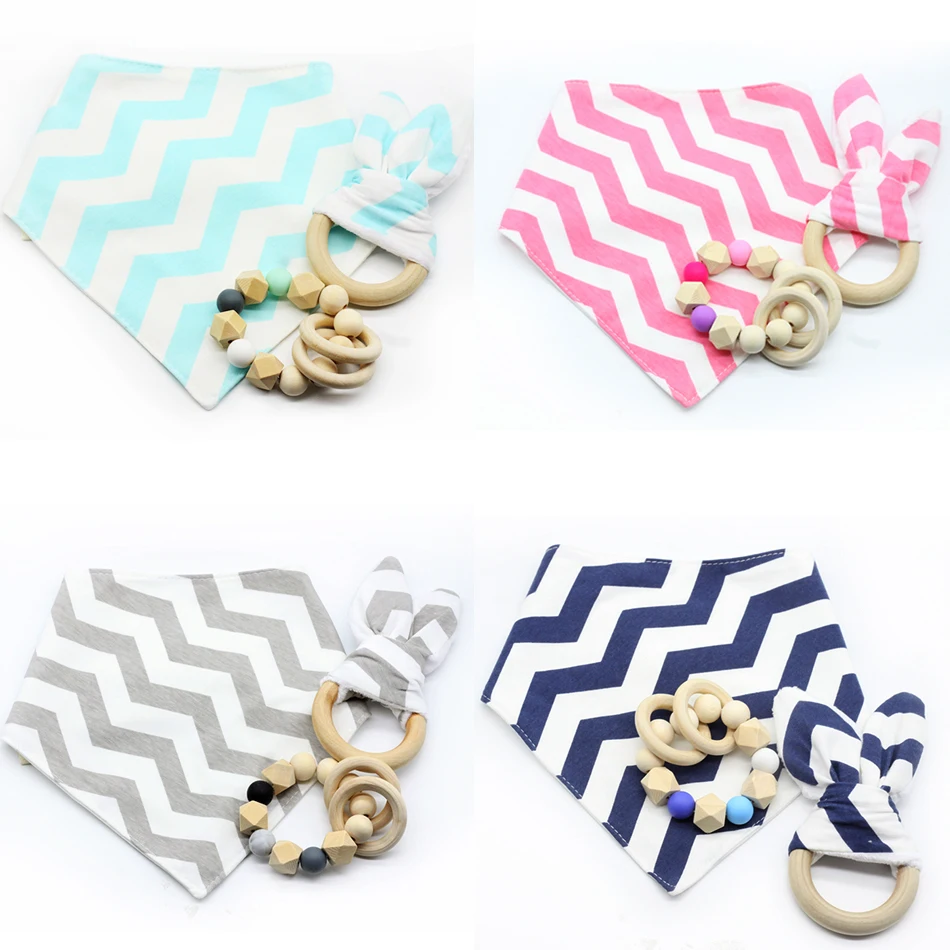 3 шт. детский прорезыватель силиконовые бусины заячьи ушки нагрудник набор для