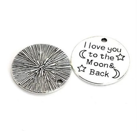 Бесплатная доставка 10 шт. античное серебро I Love You to the Moon and Back чармы кулон 25