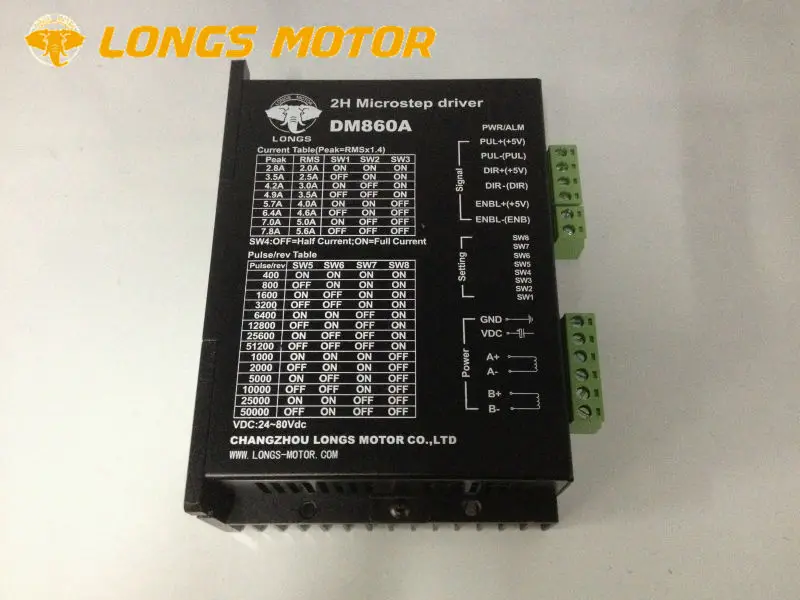 Драйвер шагового двигателя цифровой контроллер DM860A пик 7.8A 256 micsteps 24VDC ~ 80VDC длинный