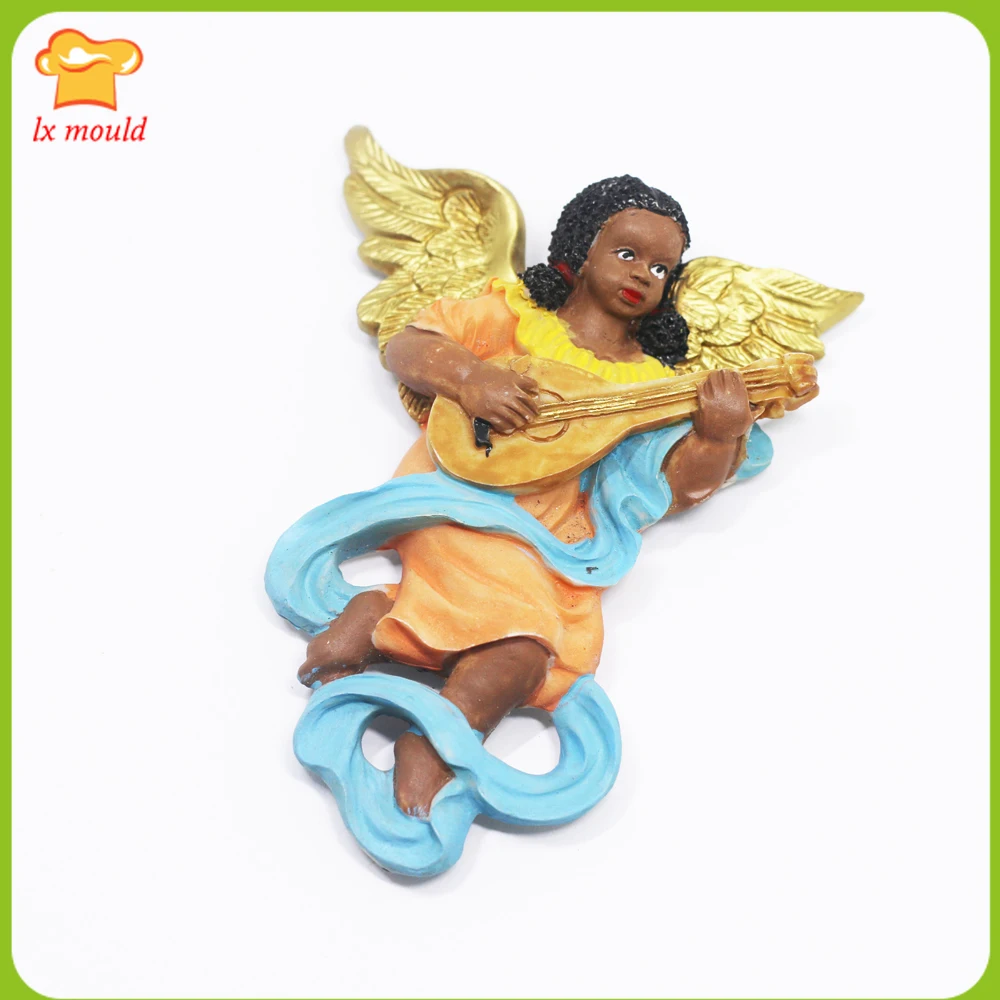 

LXYY MOULD New DIY Musical Instrument Angel Fondant Aromatherapy Gypsum Candle Silicone Mold Angel Wings Candle Mold