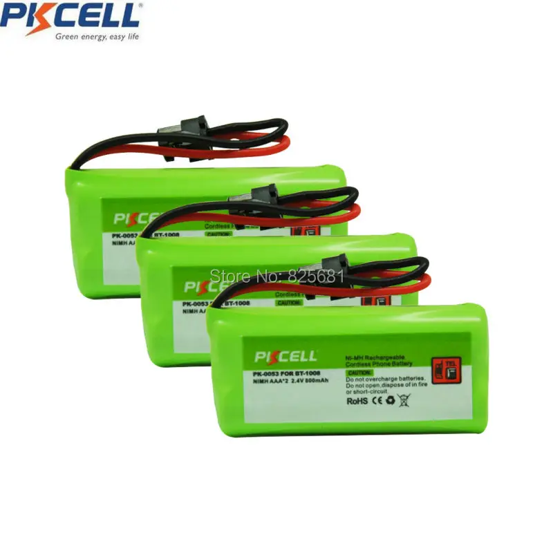 3 шт. аккумуляторные батареи для телефона PK 0053 2 4 V NIMH AA * 800MAH BT1008 BT 694 C450 pkcell|battery a|nimh