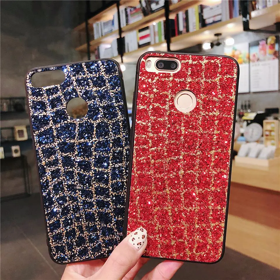 Luxury Woman Bling Glitter Phone Cases For XiaoMi A1 A2 5X 6X 8 SE 9 RedMi S2 6 Pro Note 4X 5 Plus Cover Diamond Grid Back Case |
