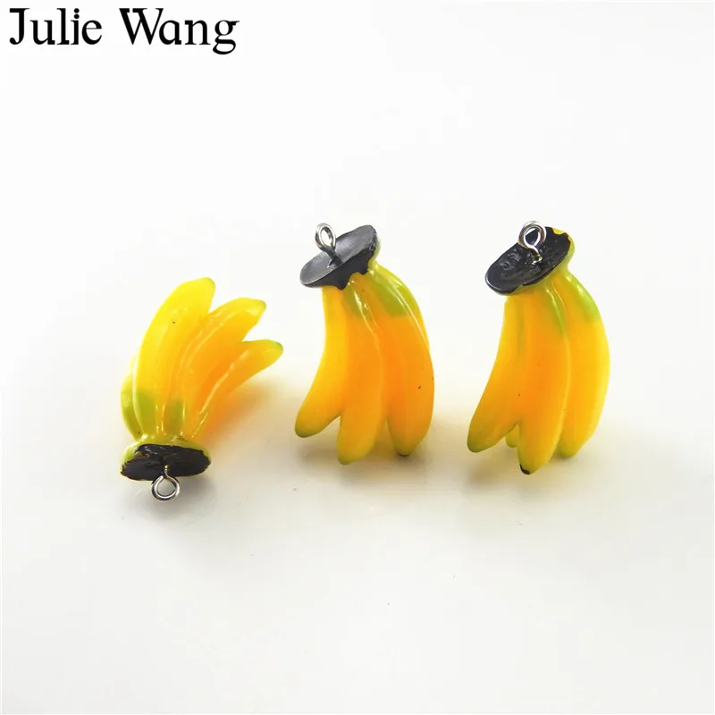 Julie Wang 5 шт. Подвеска из смолы в виде банана и фруктов для ожерелья подвески серьги