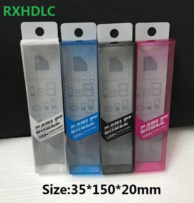 

100pcs 2018 Retail Package PVC Plastic Packing Box USB Boxes For 1m 1.5m Iphone charger/data line Accessories 35*150*20mm