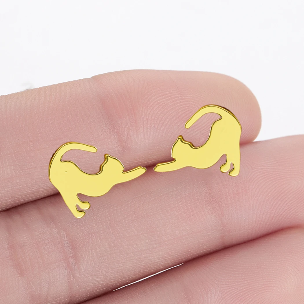 Милые серьги в виде кота маленькая девочка Детская бижутерия серьги-гвоздики