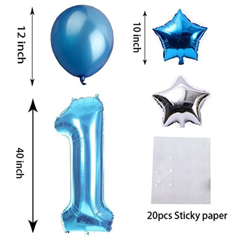 Украшения для 1 го дня рождения мальчика украшения первого ребенка синие цифры