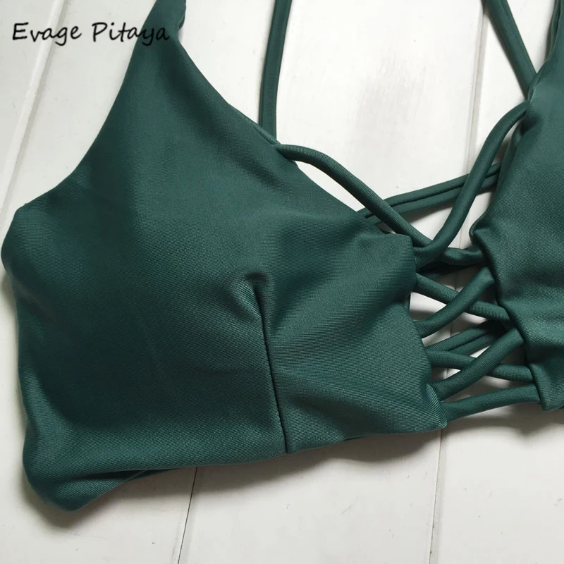 Высокое качество Зеленый Вырезать пикантные женские бикини купальники женщин 2017