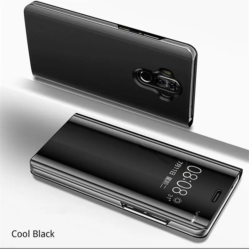 Black QINUO Смарт откидной зеркальный чехол с подставкой для huawei Nova 2 2i 3 3i 3e P10 P20 P30 P8 P9 Lite P Smart Коврики 9 10 20 Lite Pro крышка - Цвет: Black