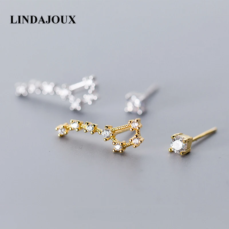 LINDAJOUX 925 серебро асимметрия Большая Медведица звезда серьги для Для женщин модные