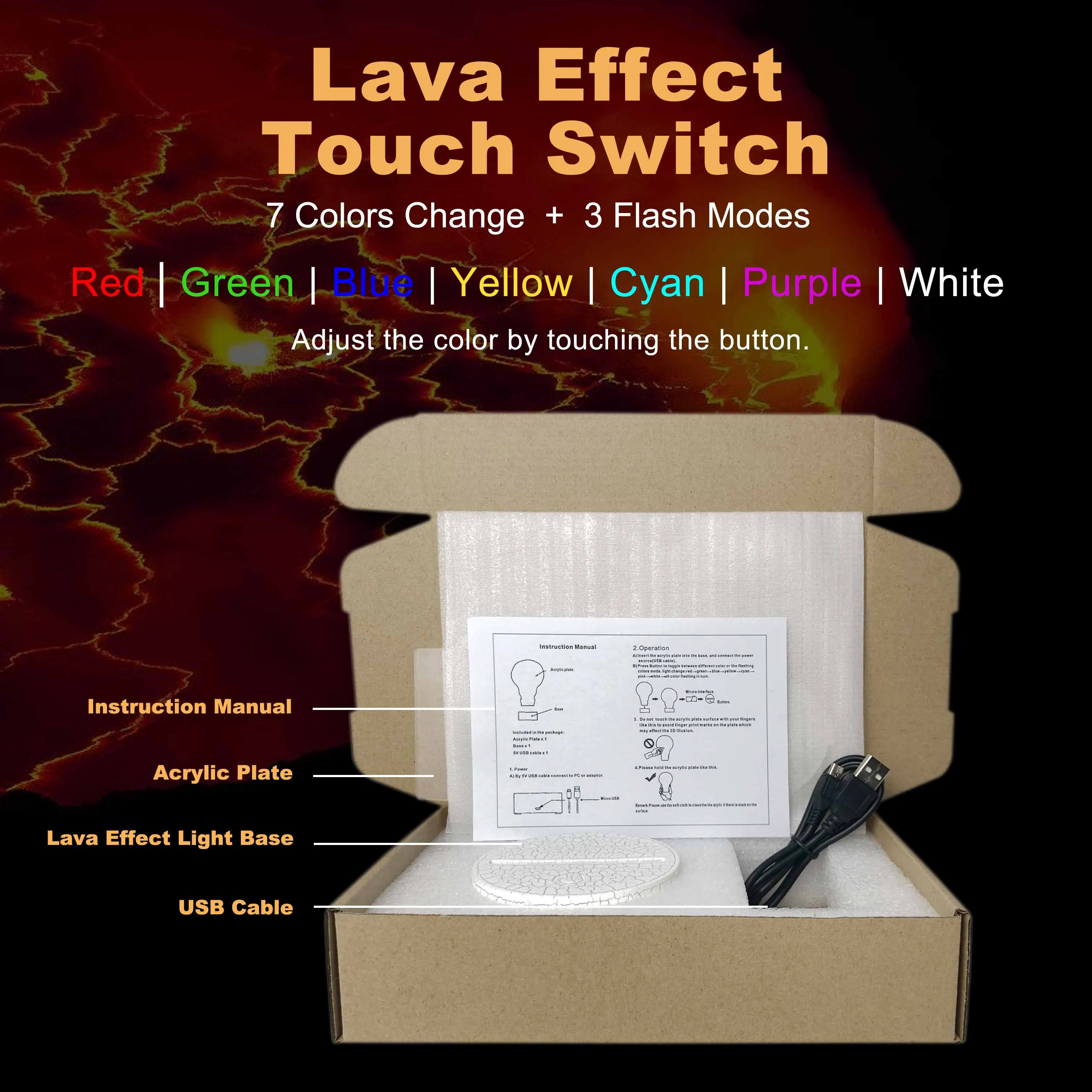 Touch Effect Lava VCity Новинка Luminaria ночник джип автомобиль внедорожный автомобиль 3D иллюзия Лампа светодиодный подарок для детей спальня Deocr освещение - Испускаемый цвет: Touch Effect Lava