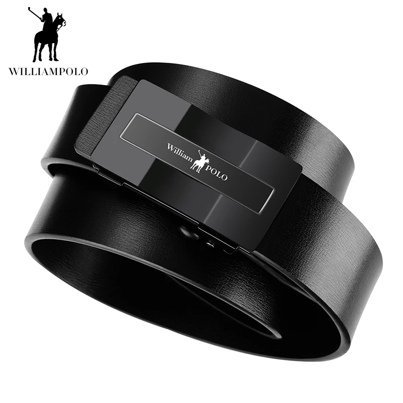 Роскошный мужской ремень от бренда WILLIAMPOLO, высокое качество, кожаные ремни, металлическая Автоматическая пряжка, ремень для мужчин, подарок для мужчин, подарочная упаковка