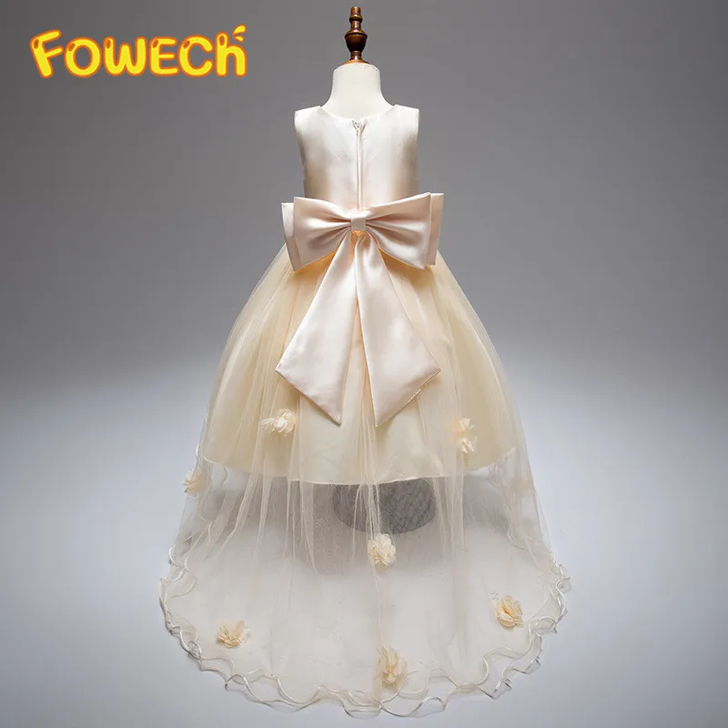 FOWECH для девочек со шлейфом Нарядные платья Цветочный праздничное платье