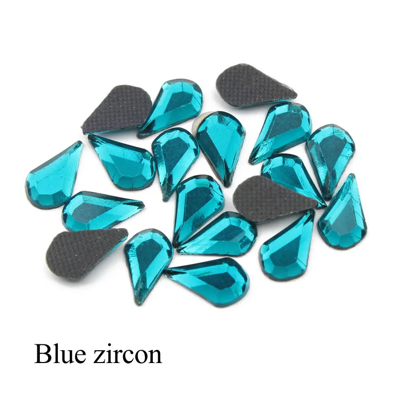 Blue zircon Новая распродажа 5X8 мм Горячая фиксация Стразы ровная спинка стеклянные камни 300 шт/партия использование для одежды сумки обувь - Цвет: Blue zircon