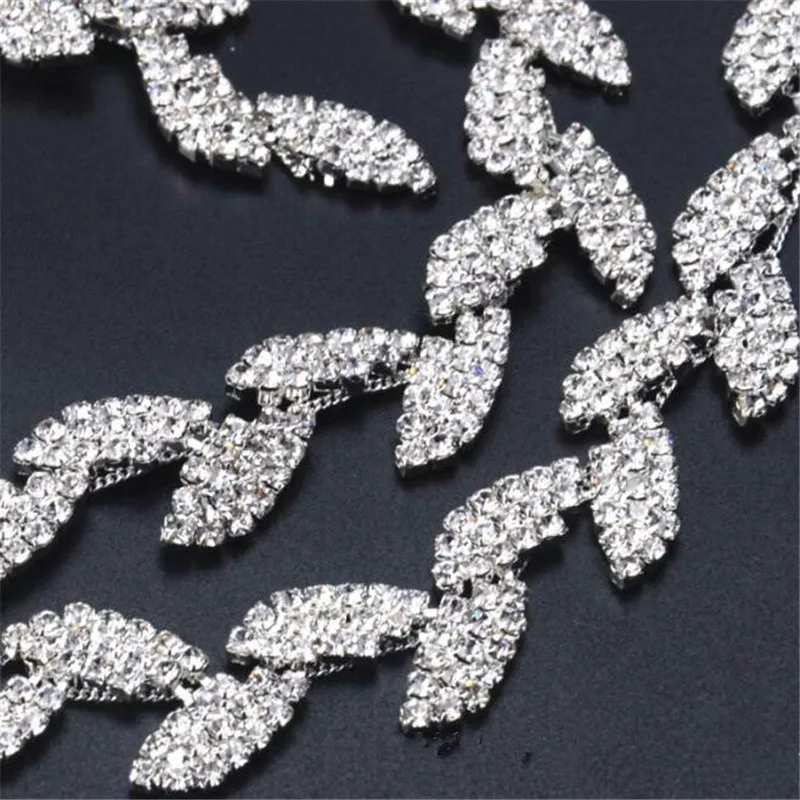 1 ярд модная Блестящая серебряная Свадебная искусственная кристальная форма