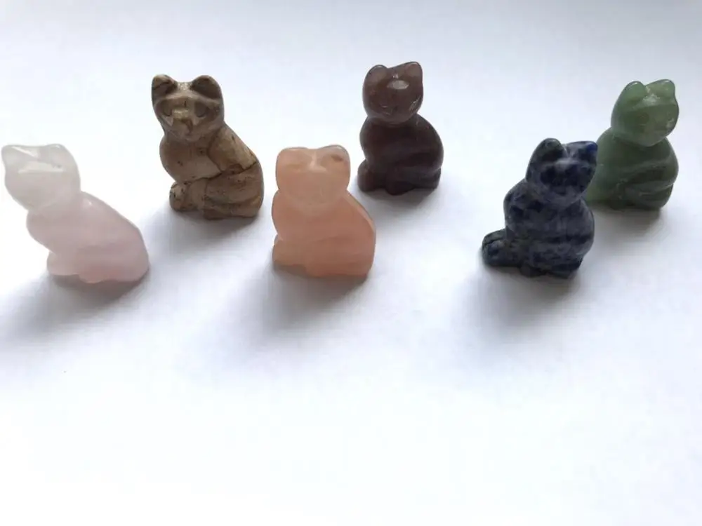 

15g Natural crystal carving Cat stones rose quartz jades healing crystals