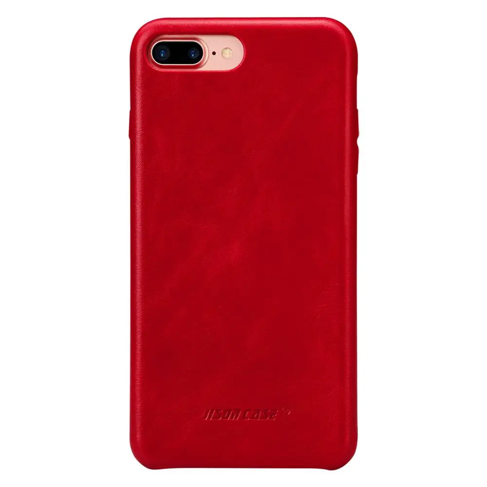 Красный Jisoncase Натуральная кожа телефон чехлы для iPhone 7 случай Роскошные задняя крышка тонкий мобильный телефон чехлы для iPhone 7 плюс 5.5 дюймов Обложка Антидетонационные Настоящая кожа случай Подлинная кожа - Цвет: Красный