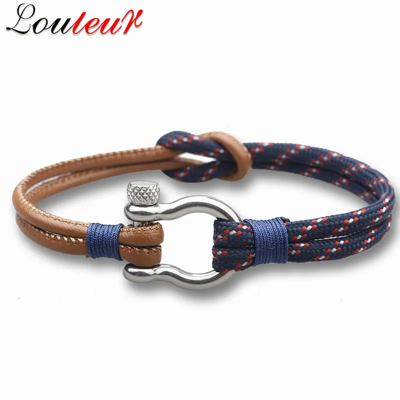 Мужской браслет-парашют LOULEUR браслет из нержавеющей стали с пряжкой и Паракордом