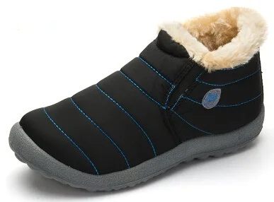 black blue Большие размеры 35-48, теплые мужские зимние ботинки на меху плюшевые ботильоны на плоской подошве осенне-зимняя повседневная обувь Мужская Уличная обувь на платформе - Цвет: black blue