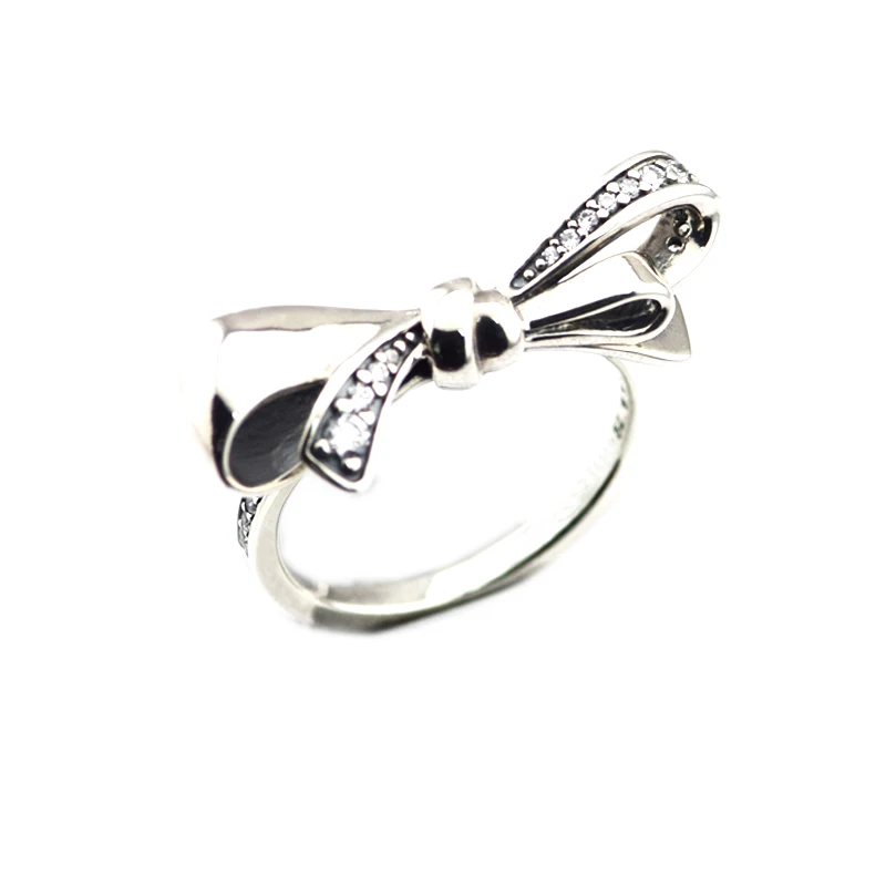

CKK 925 Sterling Silver Brilliant Bow Ring For Women Original Jewelry Fashion Making Wedding Anniversary Gift