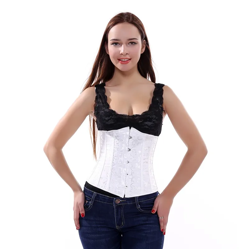 

12 Steel Boned Corset Underbust Waist Cincher Corsets and Bustiers Gothic Corselet Sexy Body Shaper Black White espartilho 6XL