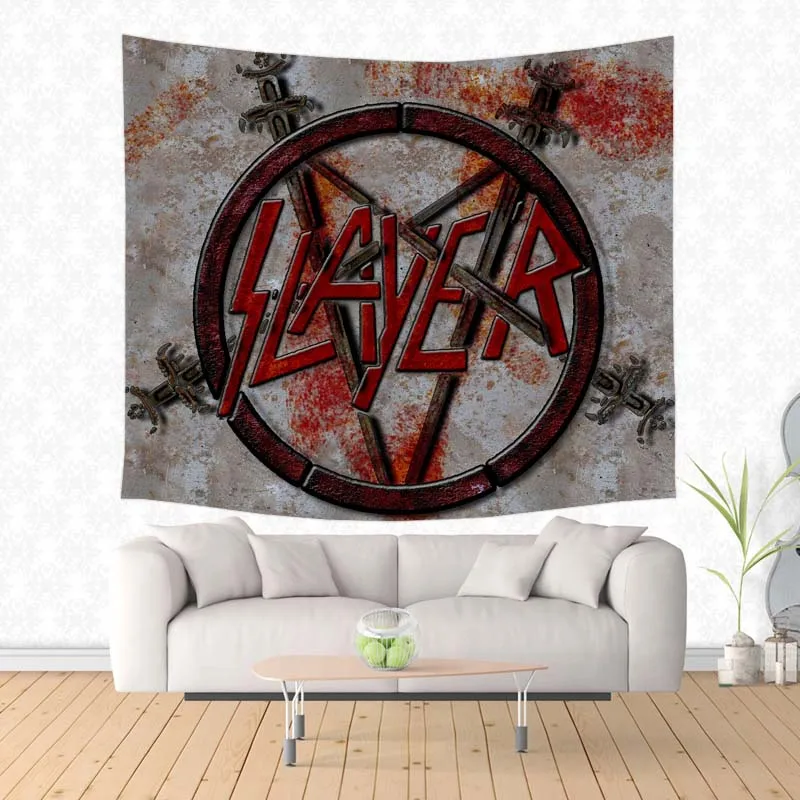 Полиэстеровый гобелен с рисунком Slayer, пляжный коврик для йоги и пикника, дорожный плед, простыня на заказ, домашний декор