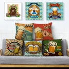 Винтажные Чехлы для подушек с изображением пива вина Модные женские чехлы бежевые льняные наволочки для подушек 45*45 наволочка