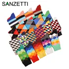 SANZETTI 5 паралот роскошные мужские носки яркие красочные носки из чесаного хлопка с забавным рисунком в виде роз свадебный подарок