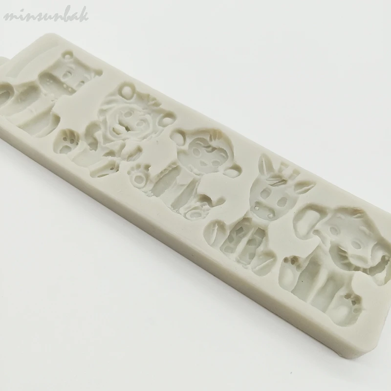 Minsunbak Лев обезьяна жираф слон Силиконовая форма в виде животного для украшения