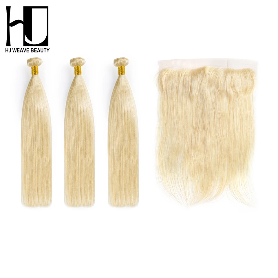 8A HJ WEAVE BEAUTY 100% человеческие волосы пучки с фронтальной 3 пучка 613 блонд прямые