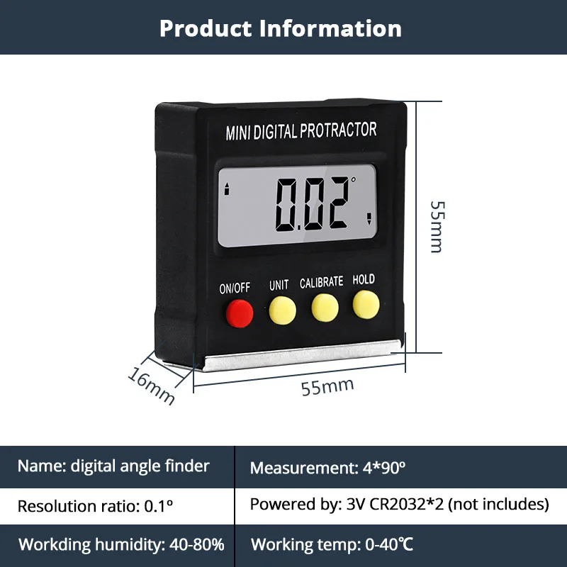 360 Degree Mini Digital Protractor Inclinometer Electronic Level Box Angle Gauge Meter Measuring Tools Magnetic Base | Инструменты