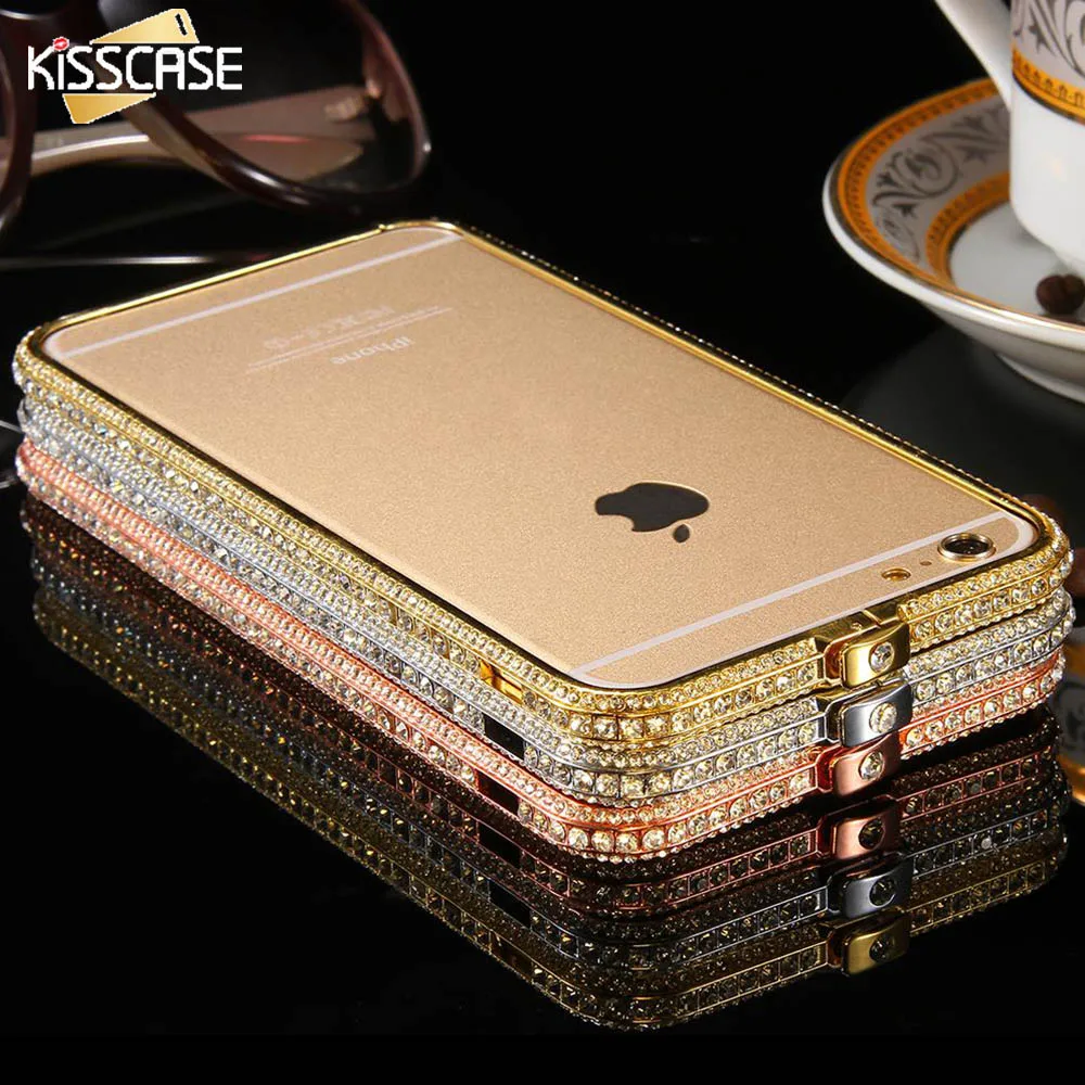 KISSCASE Модный женский чехол с кристаллами и стразами для iPhone 6 6S Золотой