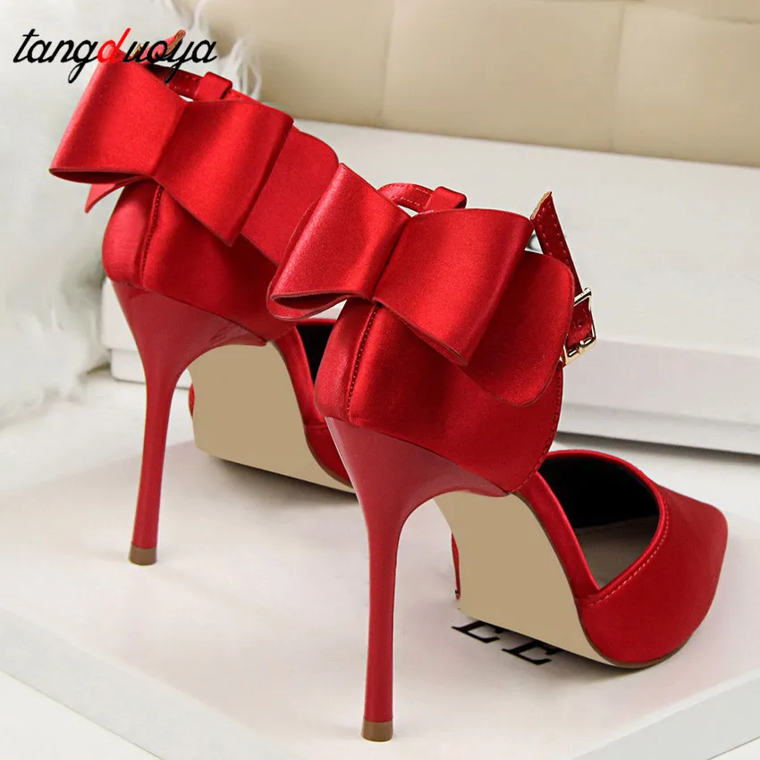 

Bow High Heels Women Shoes Wedding Shoes Woman High Heel Pumps Women Shoes Pointed Toe Pumps Big Size 43 Saltos Femininos